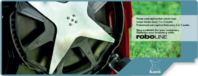 visuel illustrant un robot avec lame de coupe visible pour illustrer la gamme roboline blades