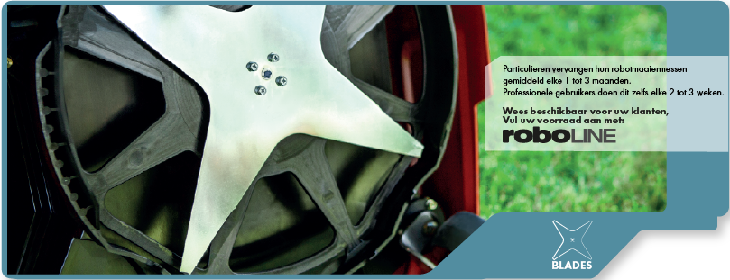 visuel illustrant un robot avec lame de coupe visible pour illustrer la gamme roboline blades