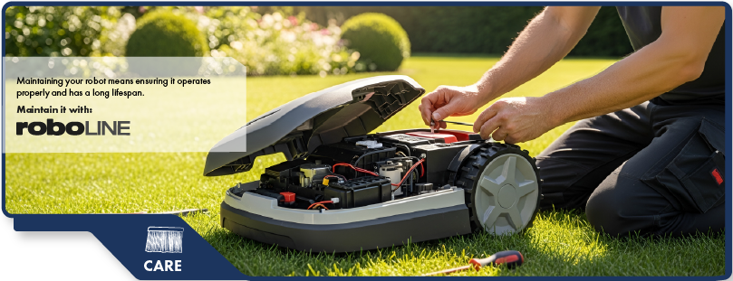 visuel illustrant un robot avec capot ouvert pour illustrer la gamme roboline care