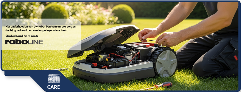 visuel illustrant un robot avec capot ouvert pour illustrer la gamme roboline care